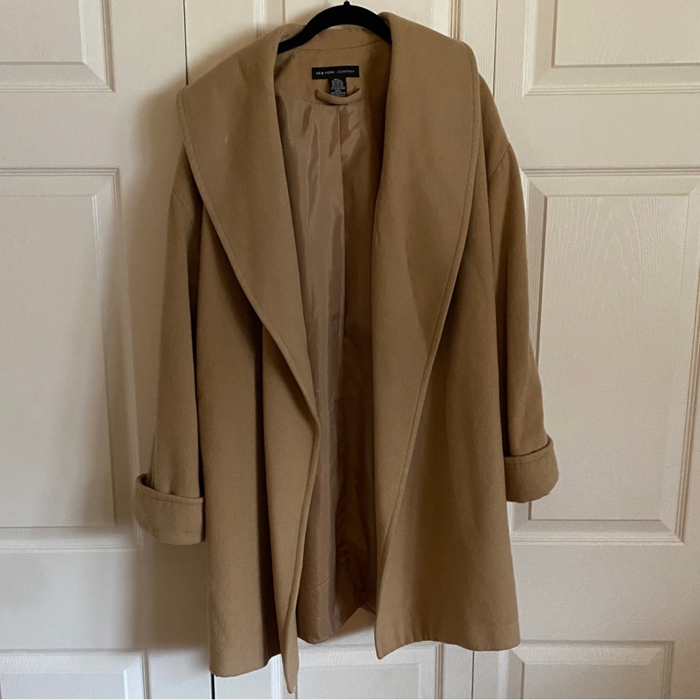 New York & Co Camel Wool Overcoat
